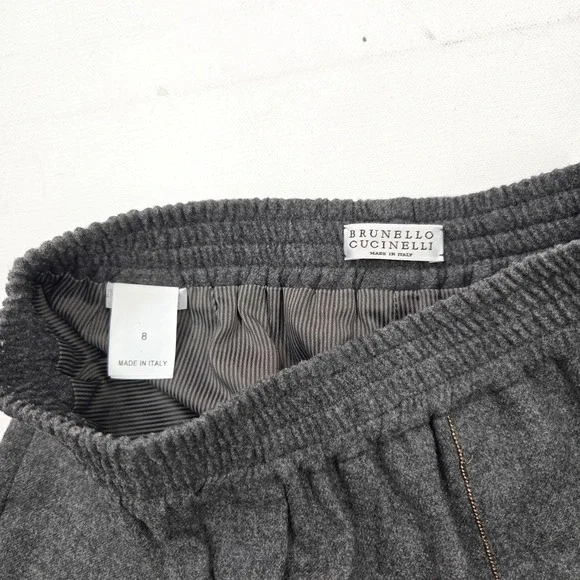 Brunello Cucinelli Elastic Pull On Shorts 8 Gray Italy Patch Pocket High Waist‎